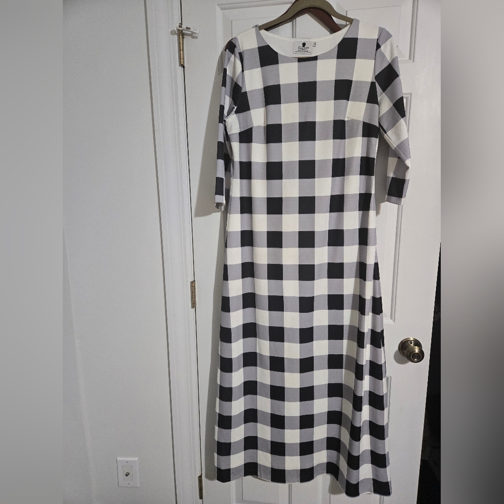 Dainty Jewells Monochrome Checkered Long Sleeve Dress